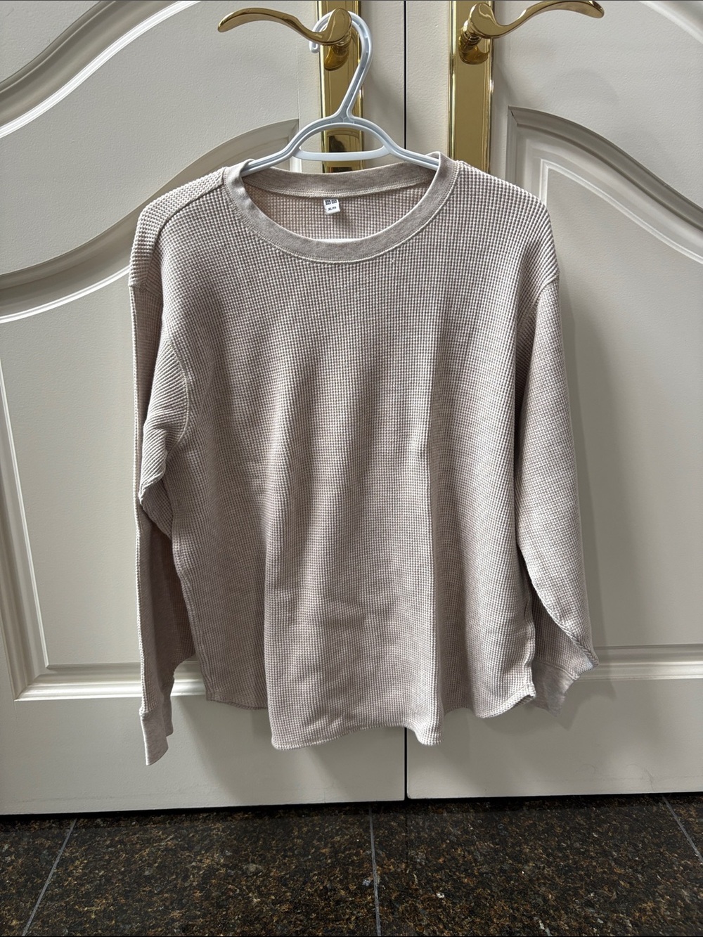 Uniqlo Women’s Waffle Knit Crew Sweater - Light Cream